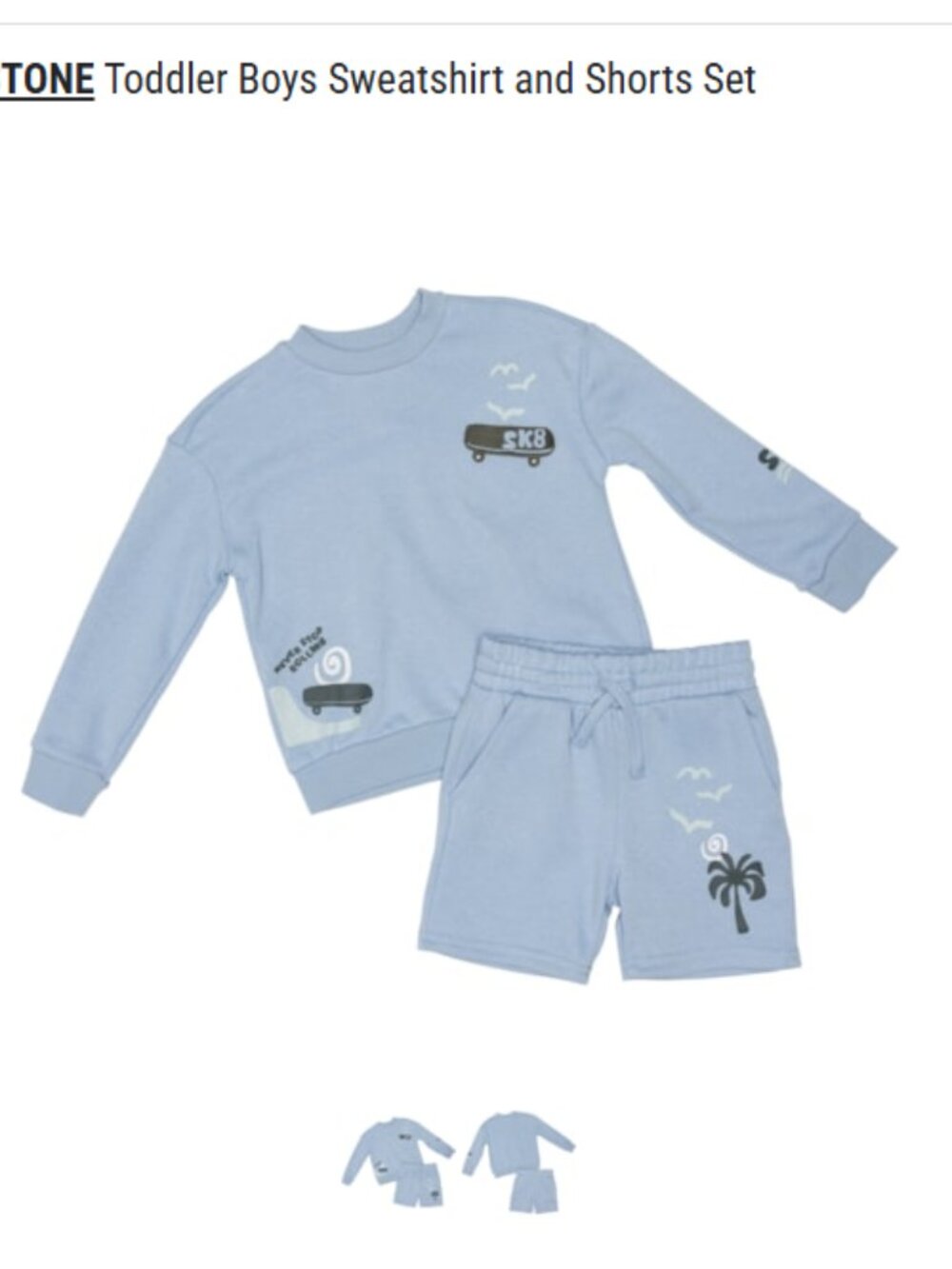 STITCH & STONE Toddler Boys 2T Sweatshirt and Shorts Set Blue Chambray NWT